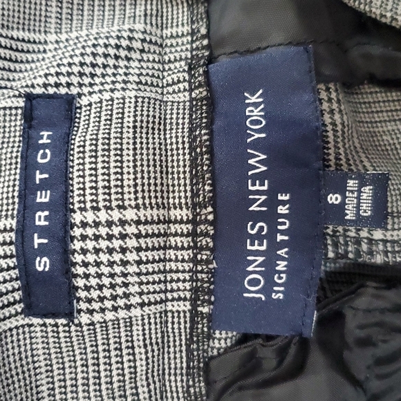 New Jones New York Plaid stretch pants Back White Size 8 - Picture 6 of 7